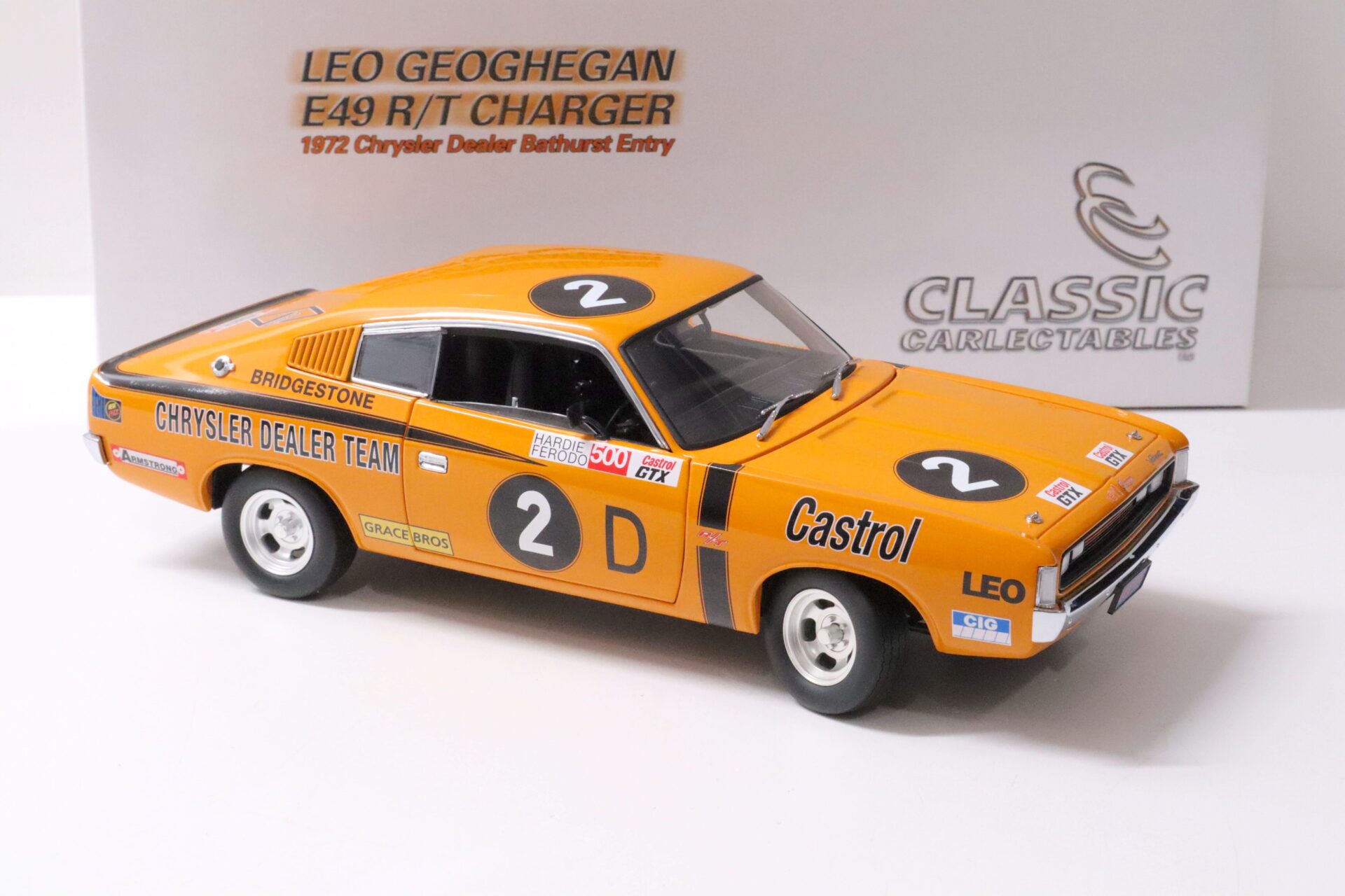1:18 Classic Carlectables Leo Geoghegan Chrysler E49 R/T Charger Bathurst #2