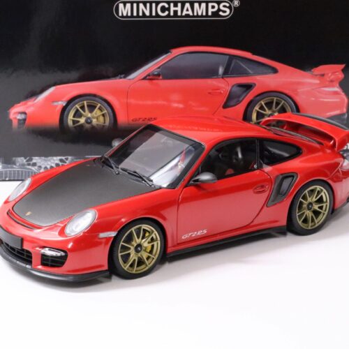 1:18 Minichamps Porsche 911 (997) GT2 RS 2011 red with gold wheels - Image 1