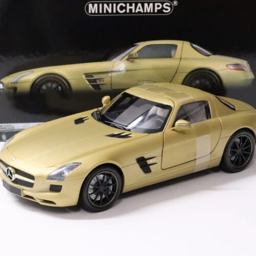 1:18 Minichamps Mercedes SLS AMG 2010 Coupe matt gold/ black wheel - Image 1