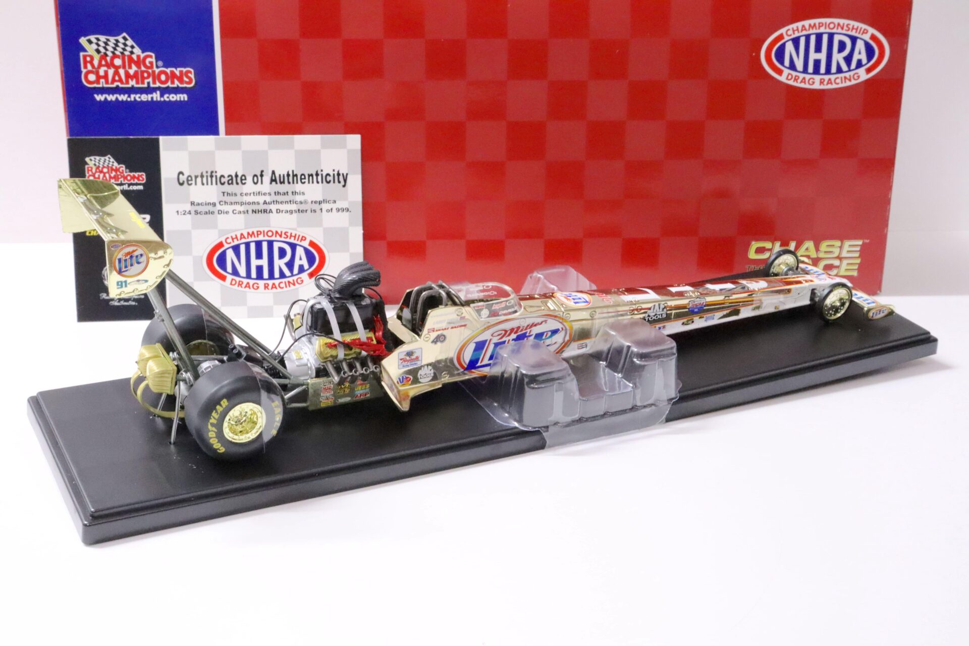 1:24 Racing Champions ERTL 2002 Top Fuel Dragster Dixon Miller Lite CHASE CAR Gold Chrome