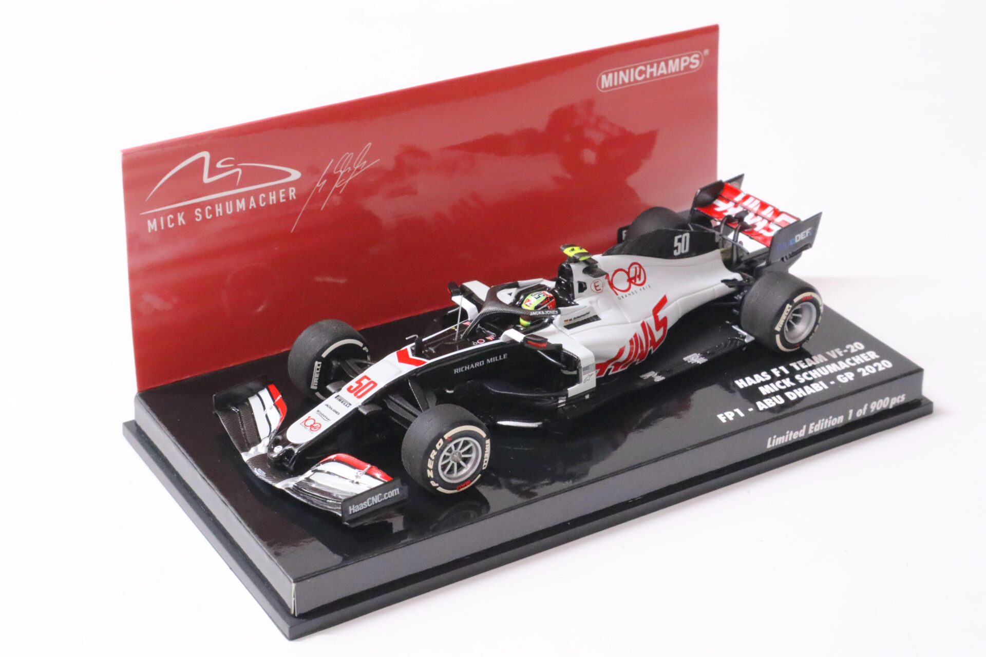 1:43 Minichamps HAAS F1 Team VF-20 M.Schumacher FP1 ABU Dhabi GP 2020