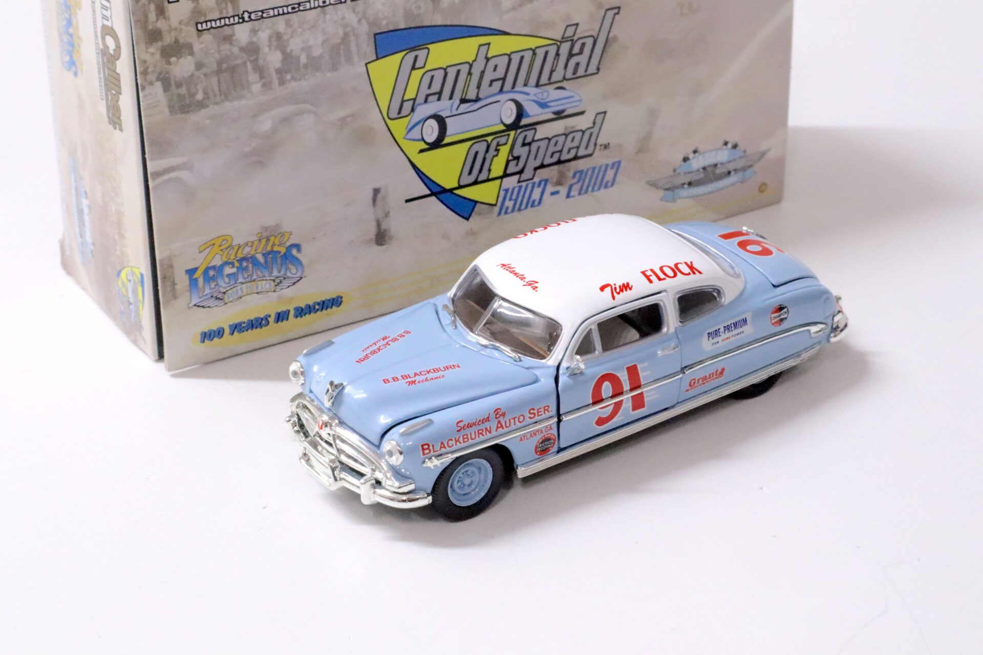 1:43 Team Caliber 1952 Hudson Hornet Tim Flock/ Jocko Flocko #91 blue