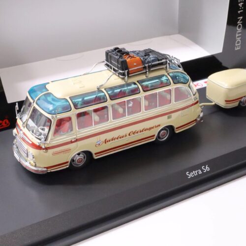 1:43 Schuco Setra S6 Reisebus mit Anhänger "Autobus Oberbayern" beige