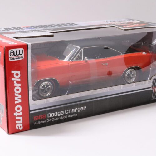 1:18 Auto World 1968 Dodge Charger Coupe orange/ black roof "Car Driver Cover"