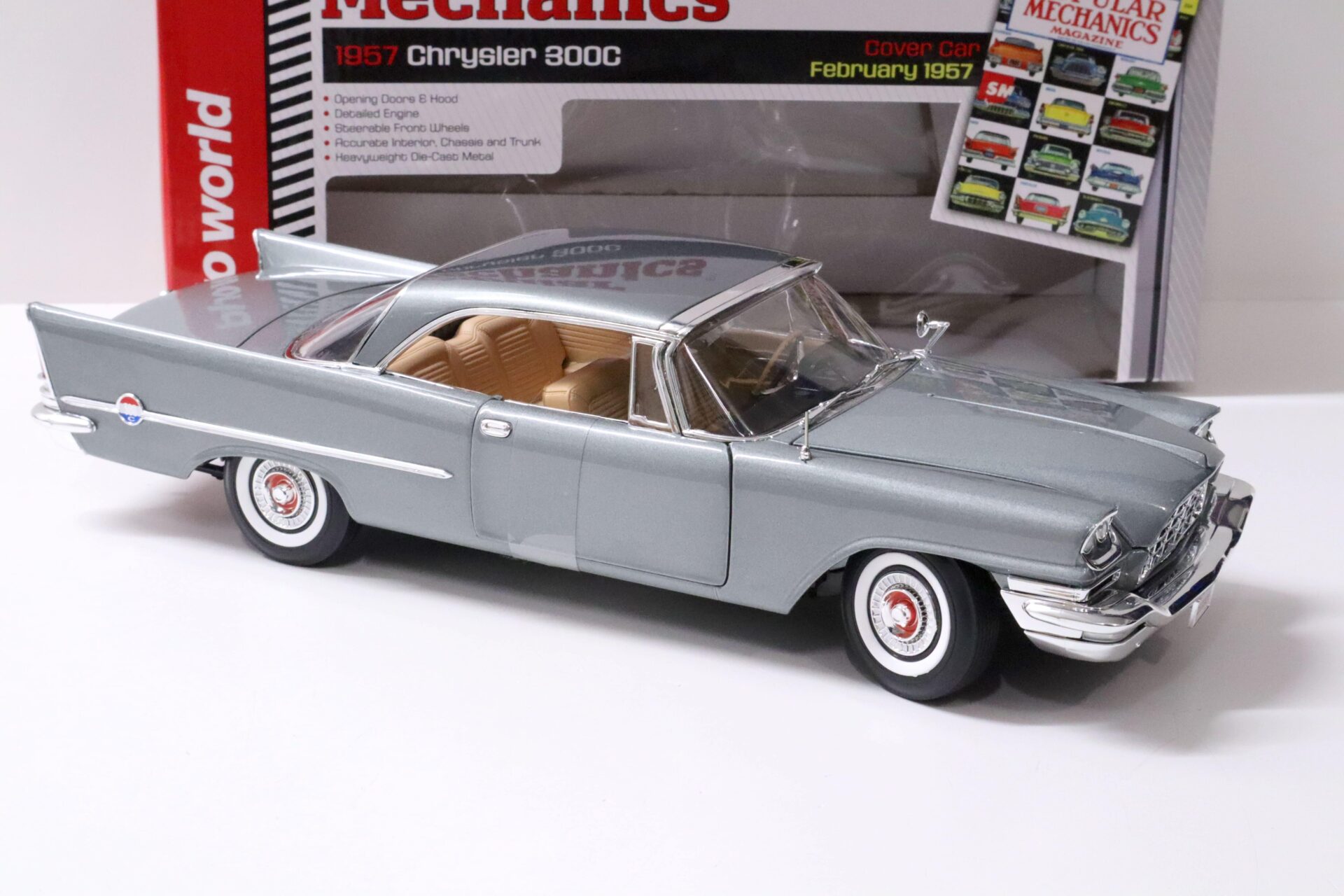 1:18 Auto World Chrysler 300C Coupe 1957 light grey Popular Mechanics