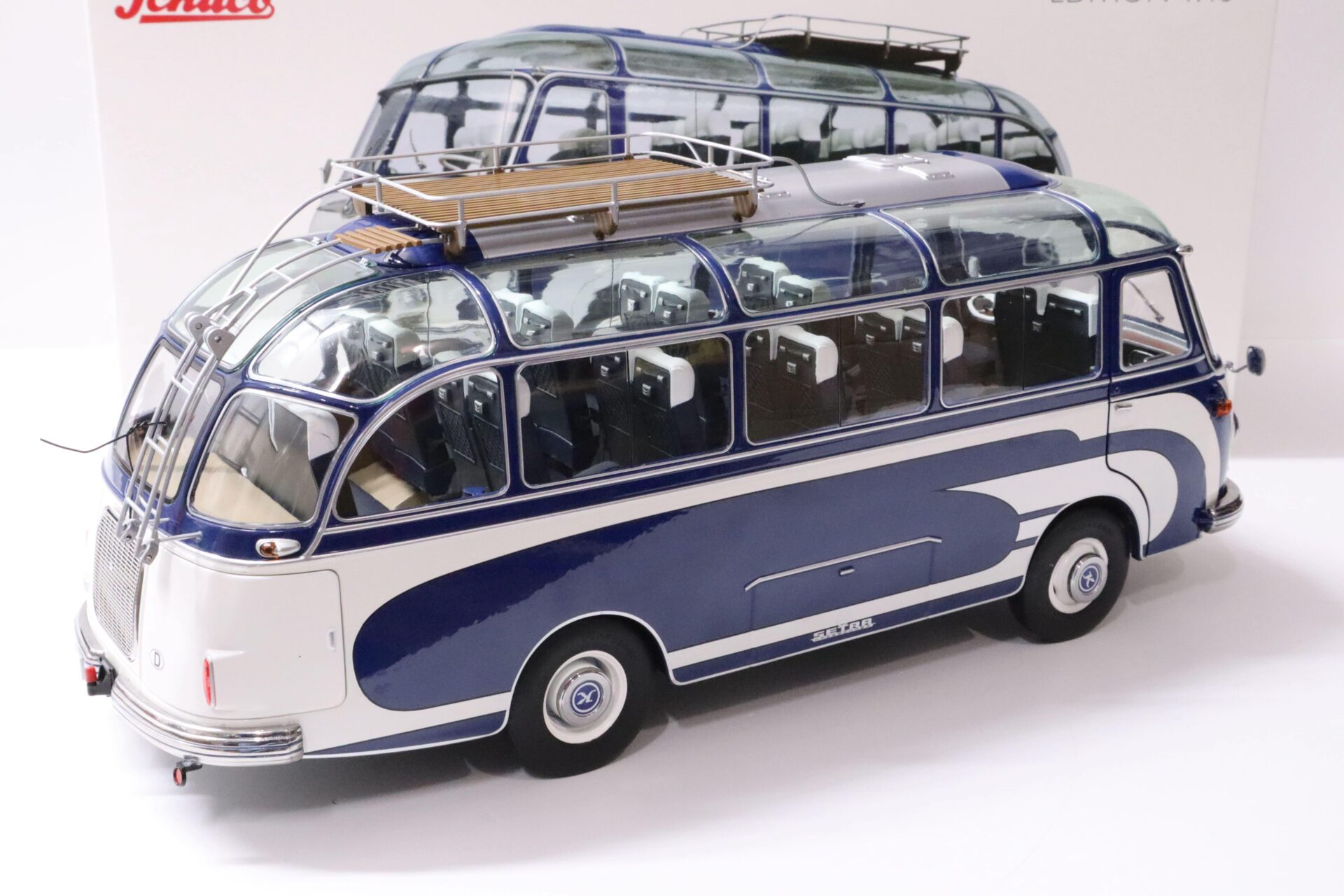1:18 Schuco Setra S6 Reisebus blue/ white Die-Cast