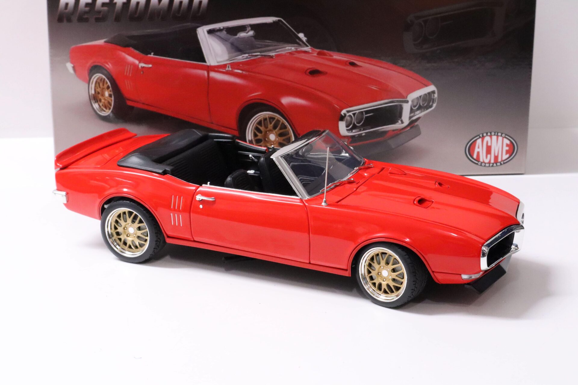 1:18 ACME 1968 Pontiac Firebird Convertible Restomod with Softtop candy red