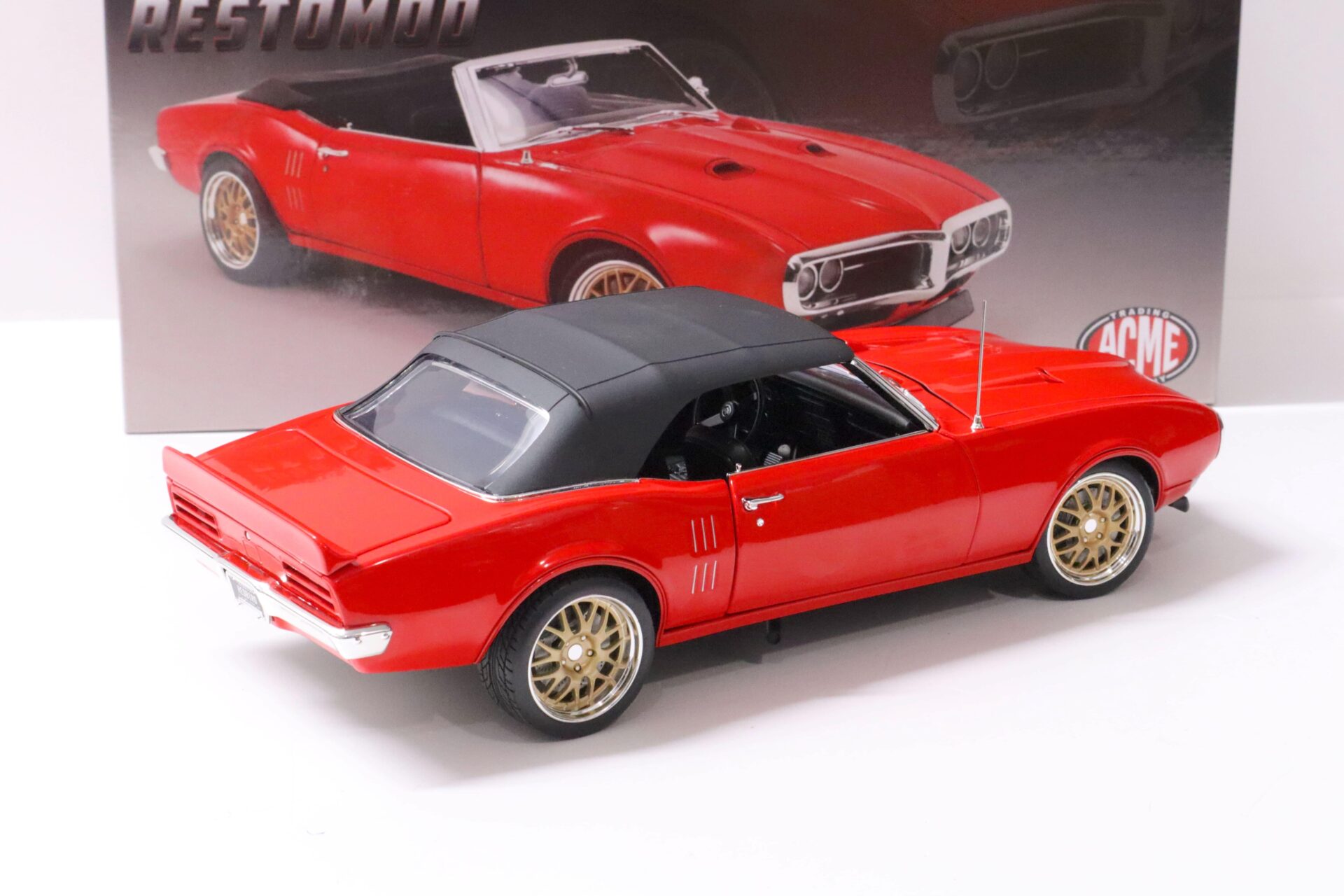 1:18 ACME 1968 Pontiac Firebird Convertible Restomod with Softtop candy red