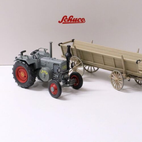 1:32 Schuco Lanz Bulldog mit Leiterwagen grey/ beige