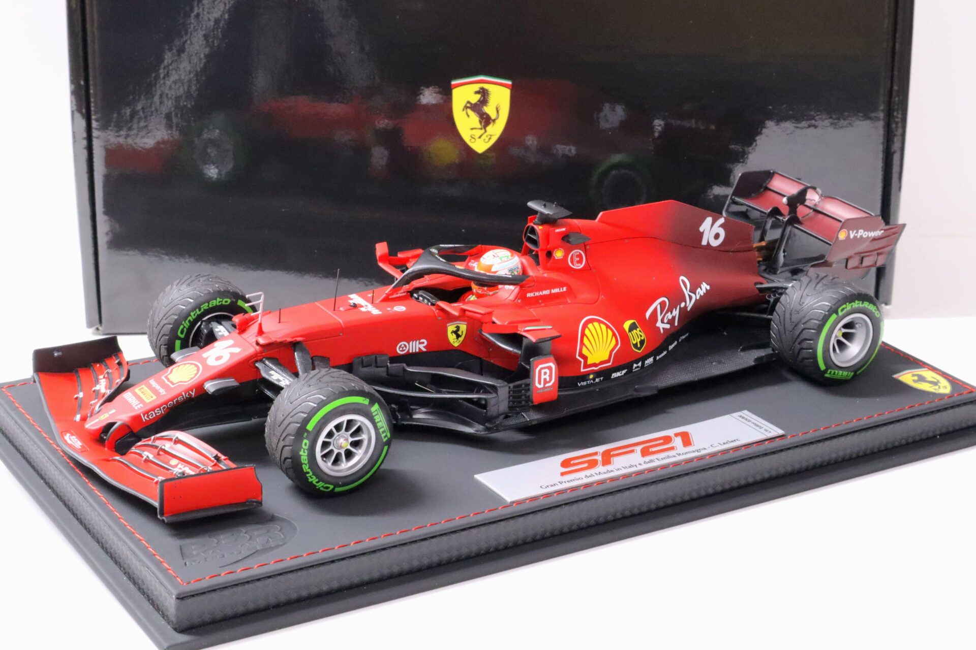 1:18 BBR F1 Ferrari SF21 C.Leclerc #16 Emilia Romagna Italy GP 2021 Intermediate Tyres