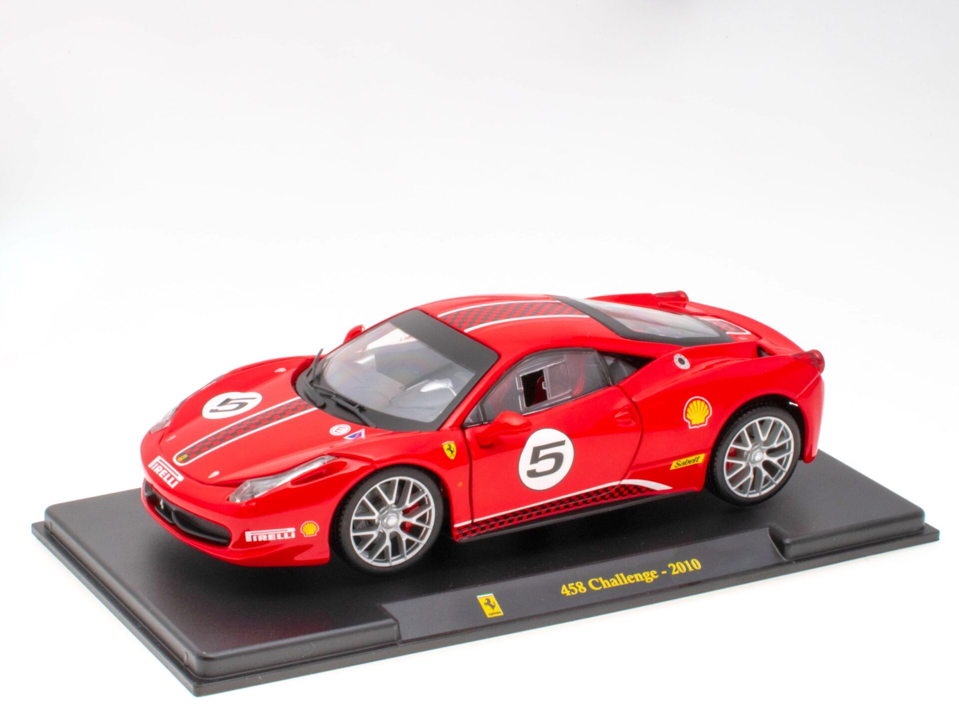 1:24 Hachette Bburago Ferrari Collection Ferrari 458 Challenge #5 red 2010 with display