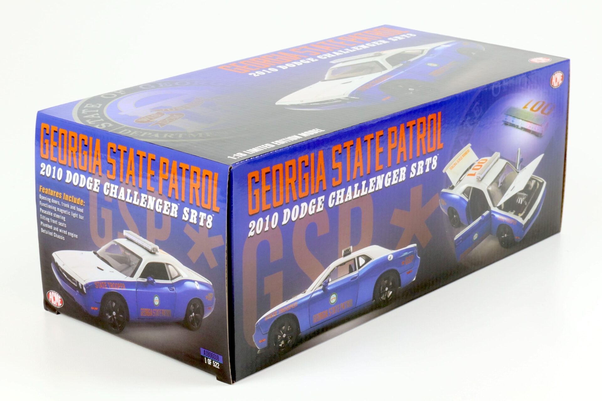 1:18 ACME 2010 Dodge Challenger SRT8 Georgia State Police with LED light Bar
