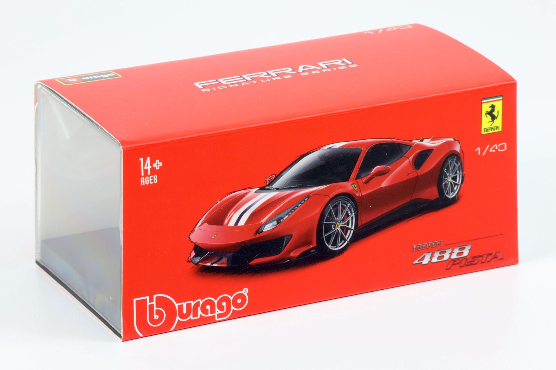 1:43 Bburago Signature Ferrari 488 Pista Coupe silver/ blue stripes