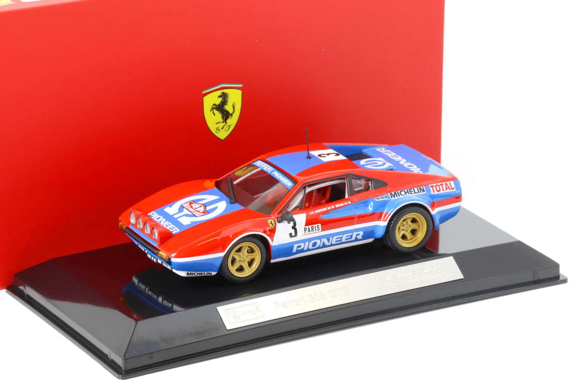 1:43 Bburago Ferrari 308 GTB Rallye Monte Carlo 1982 J.C.Andruet #3