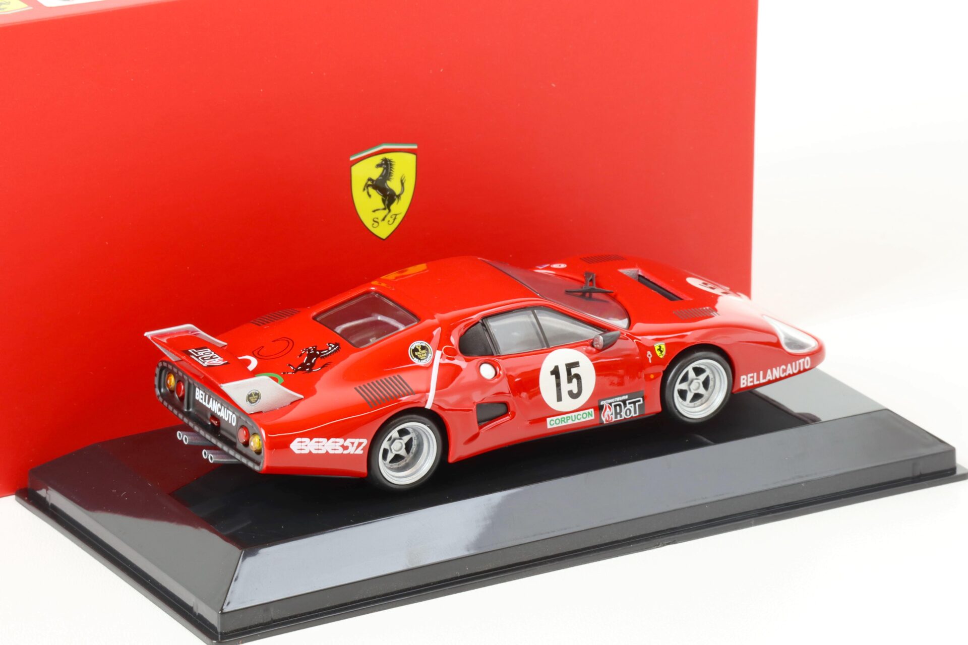 1:43 Bburago Ferrari 512 BB (II Serie) 1000km Monza 1981 M.Flammini #15 red