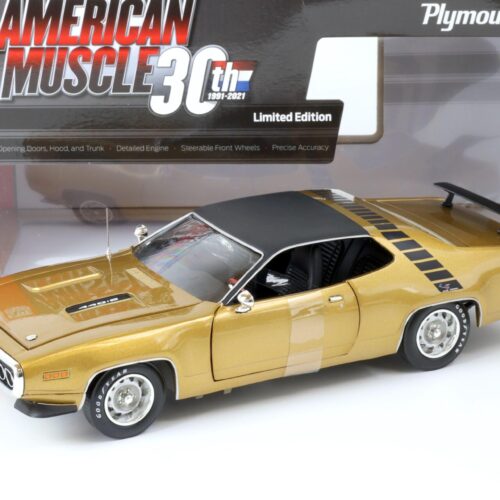 1:18 Auto World 1971 Plymouth Road Runner Hardtop Class of 1971 gold leaf metallic