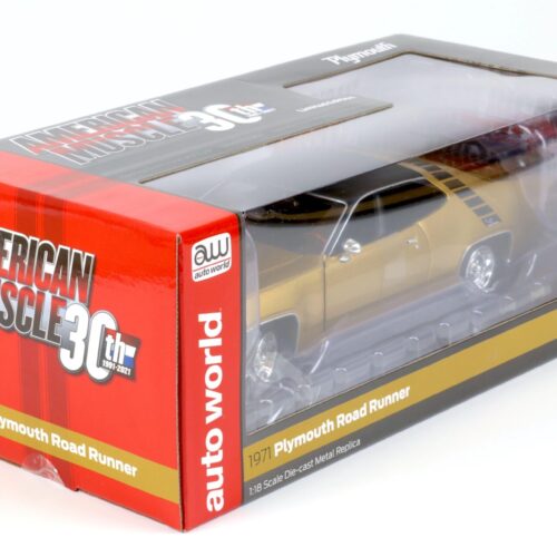 1:18 Auto World 1971 Plymouth Road Runner Hardtop Class of 1971 gold leaf metallic