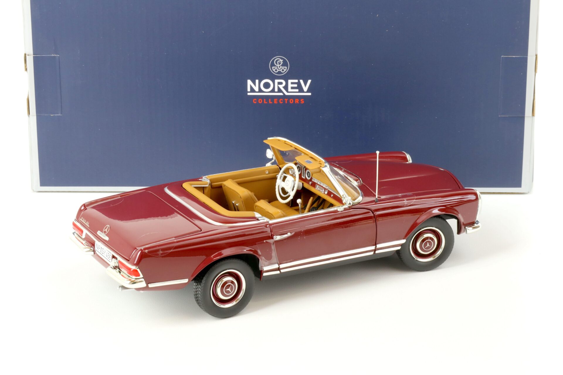 1:18 Norev Mercedes 230SL Pagode Convertible 1963 dark red