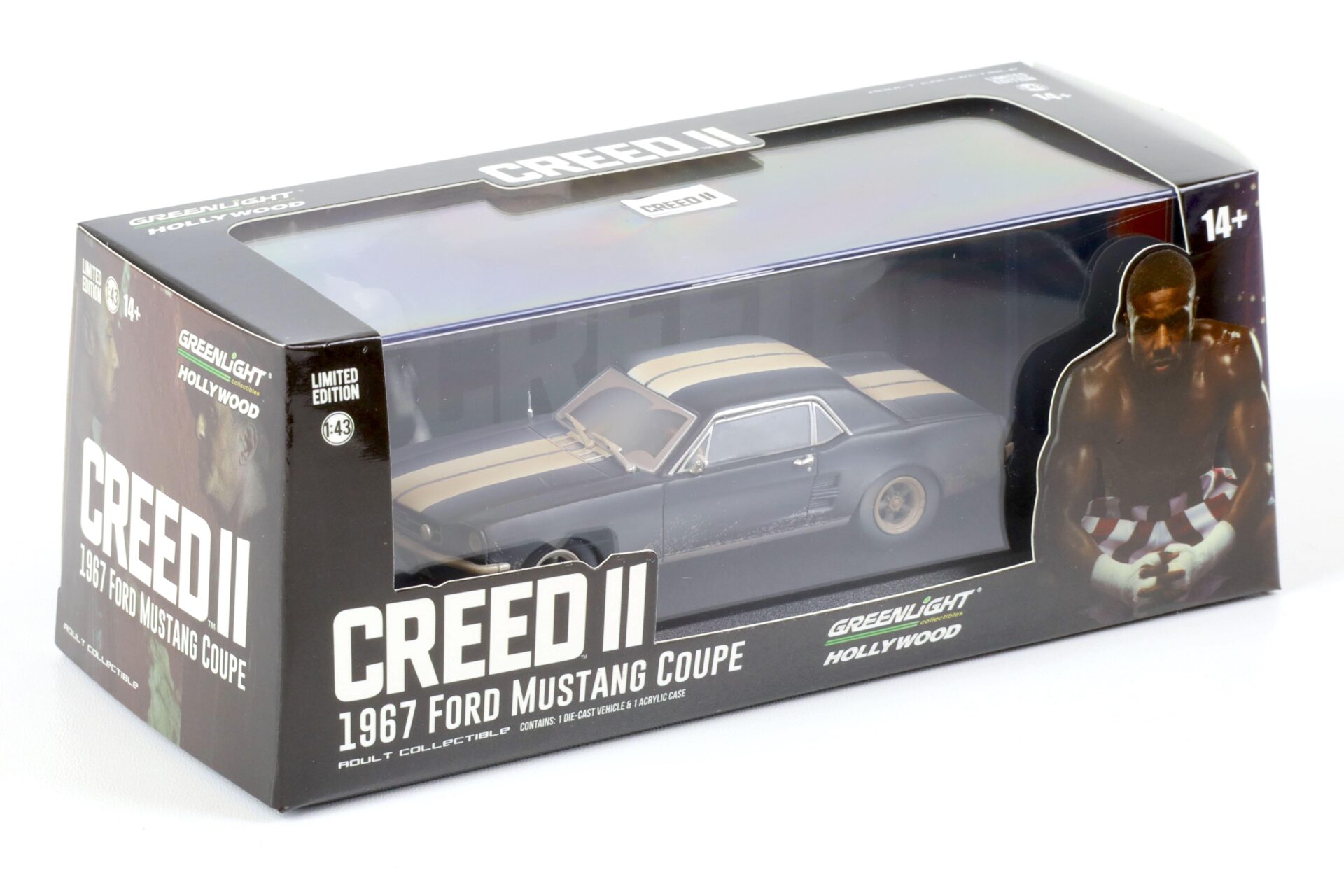 1:43 Greenlight 1967 Ford Mustang Coupe CREED II dirty Version black/ white