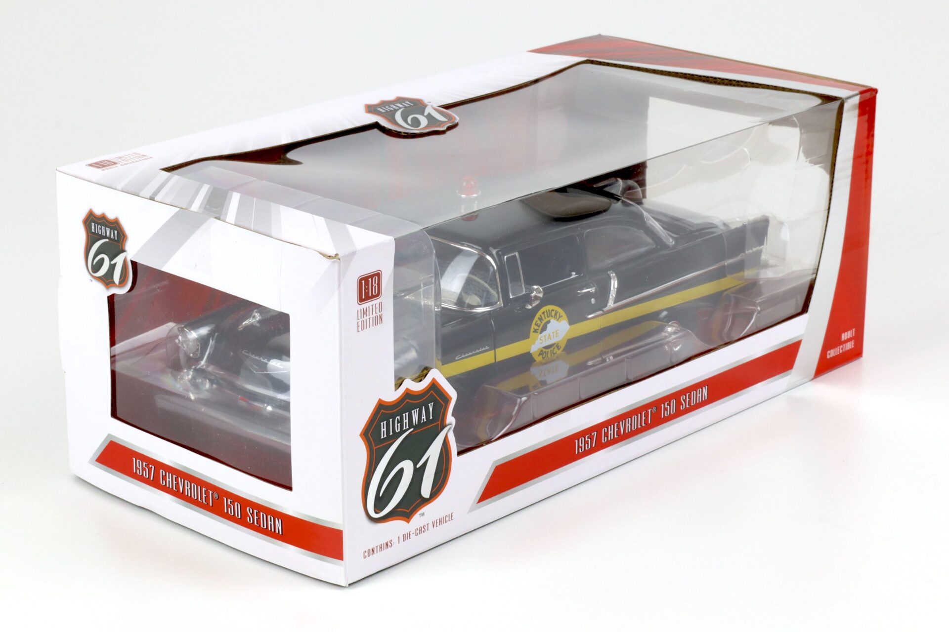 1:18 Highway61 1957 Chevrolet Bel Air 150 Sedan Kentucky State Police black