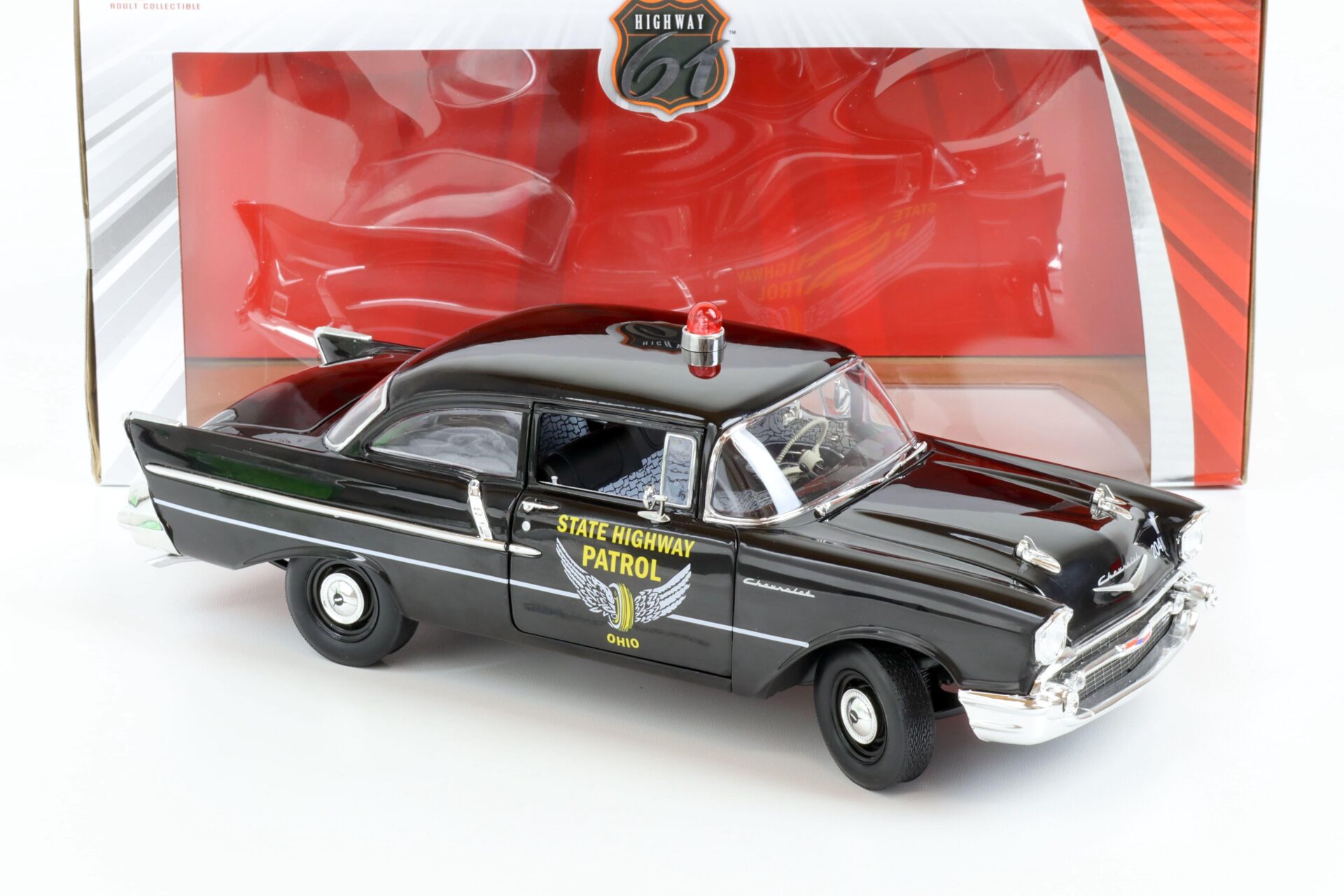 1:18 Highway61 1957 Chevrolet Bel Air 150 Sedan Ohio State Highway Patrol black