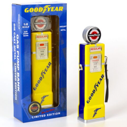 1:8 Golden Wheel Zubehör Gas Pump Bank Zapfsäule GOODYEAR yellow/ blue