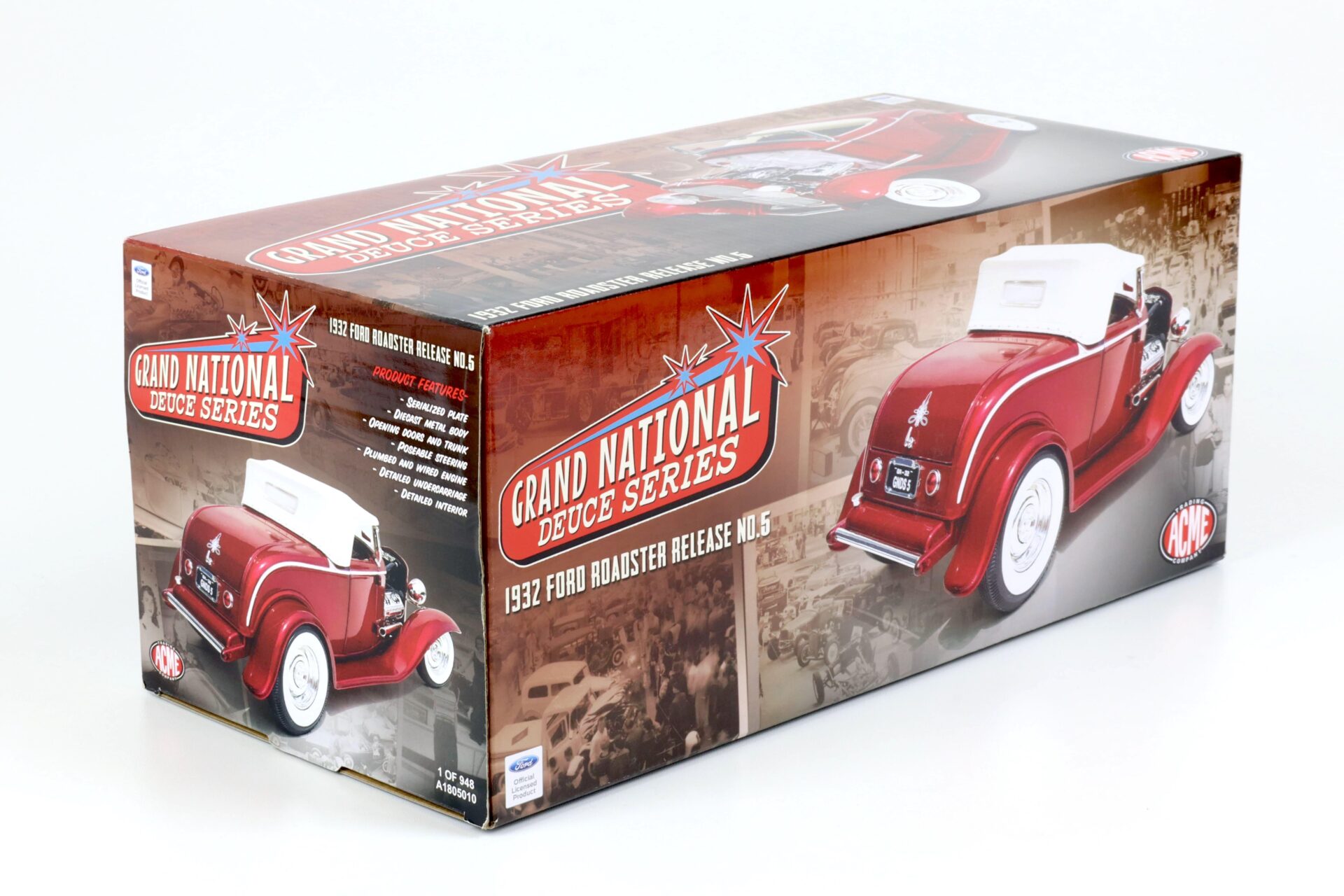 1:18 ACME 1932 Ford Roadster Hot Rod Release 5 Grand National Deuce red