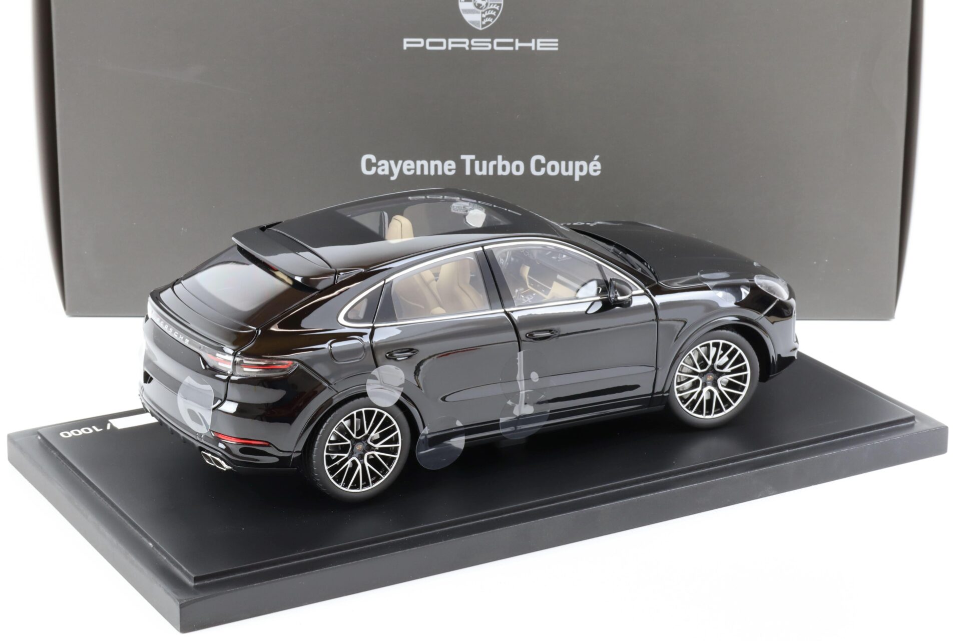 1:18 Norev Porsche Cayenne Turbo Coupe black with display DEALER VERSION