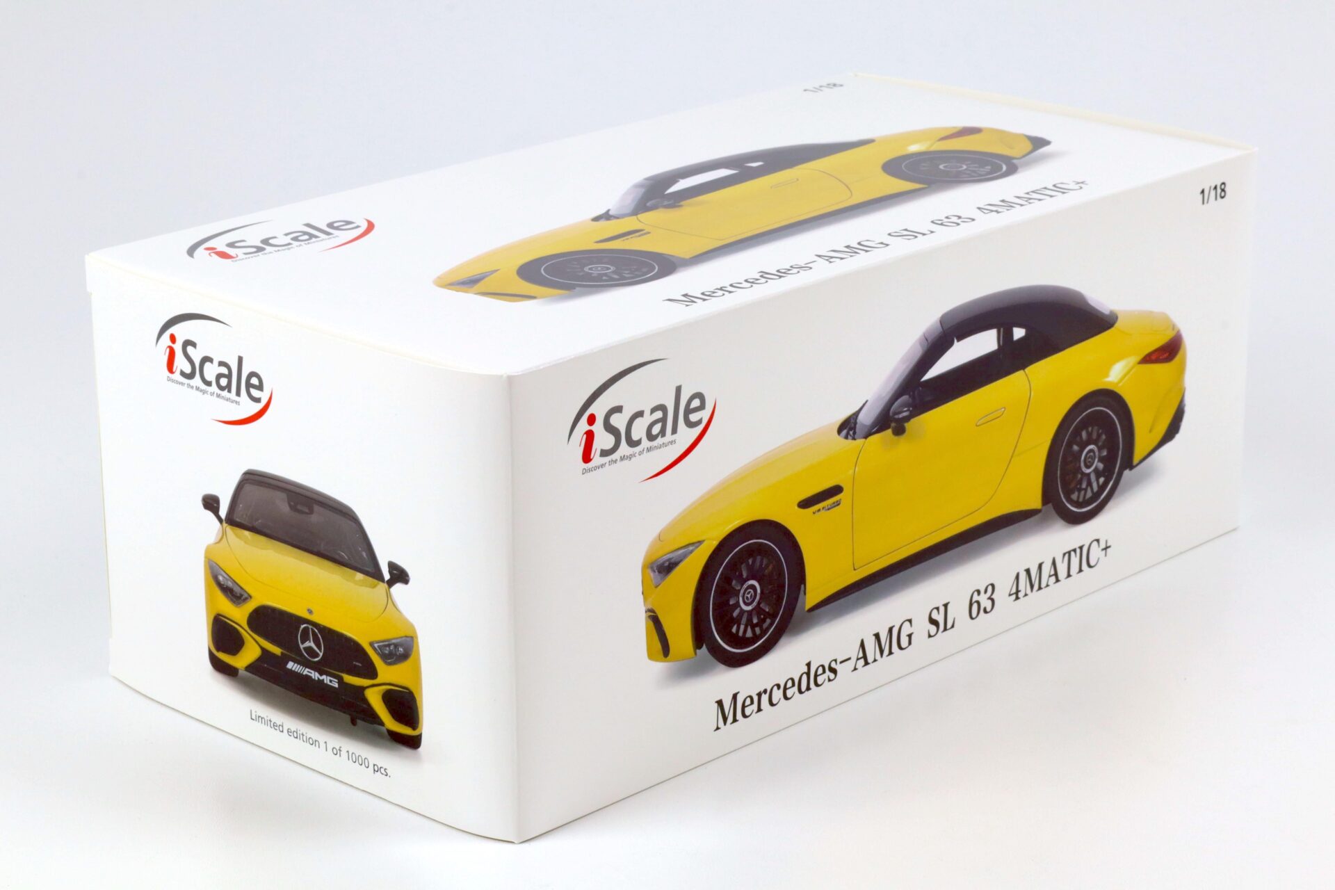 1:18 iScale Mercedes SL 63 AMG 4MATIC+ Convertible (R232) sun yellow