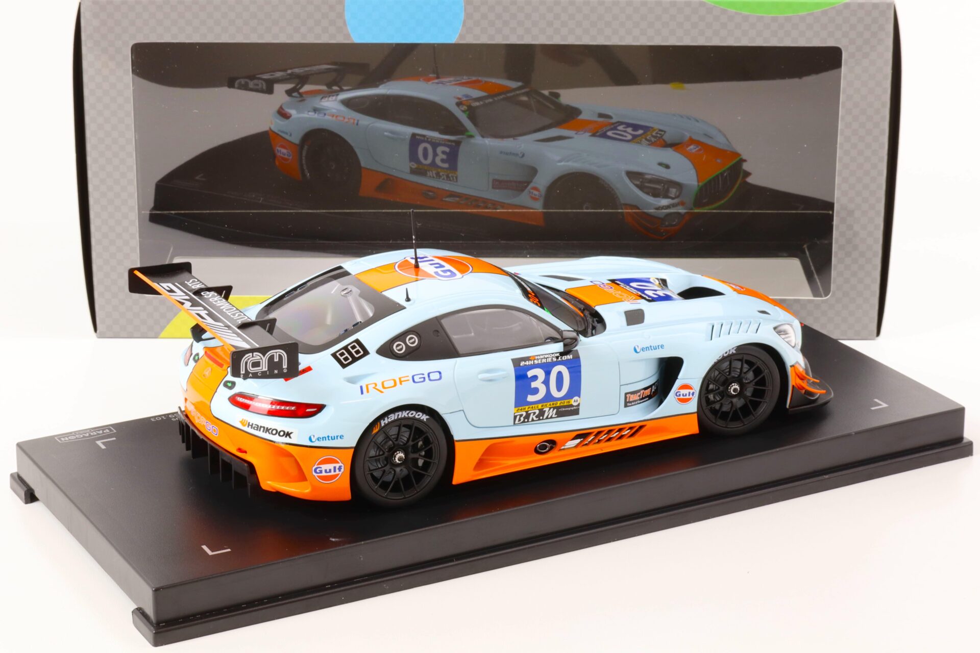 1:18 Paragon Mercedes AMG GT3 Team Ram Racing #30 GULF Hankook 24h Circuit