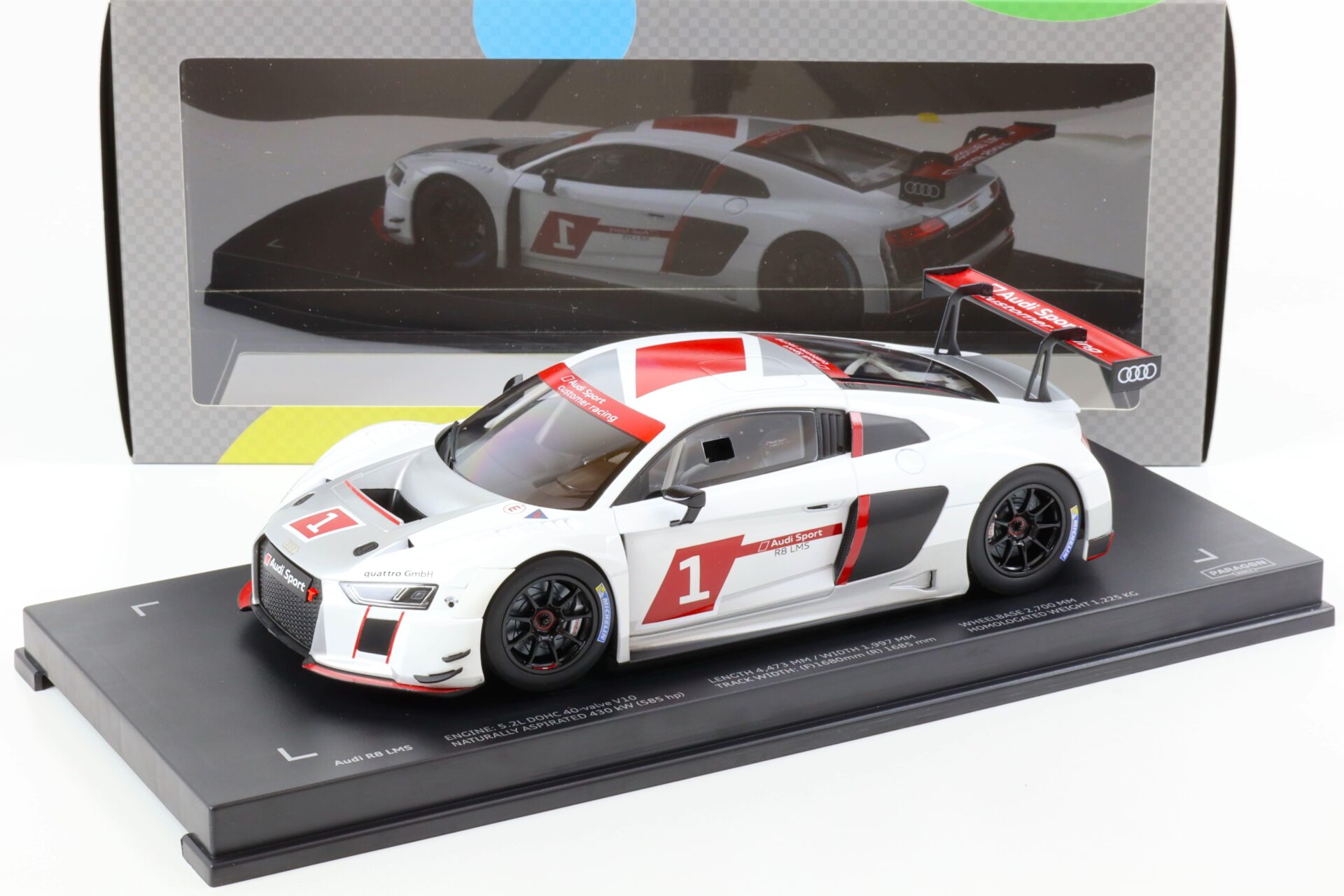 1:18 Paragon Audi R8 LMS Presentation Car #1 white/ silver