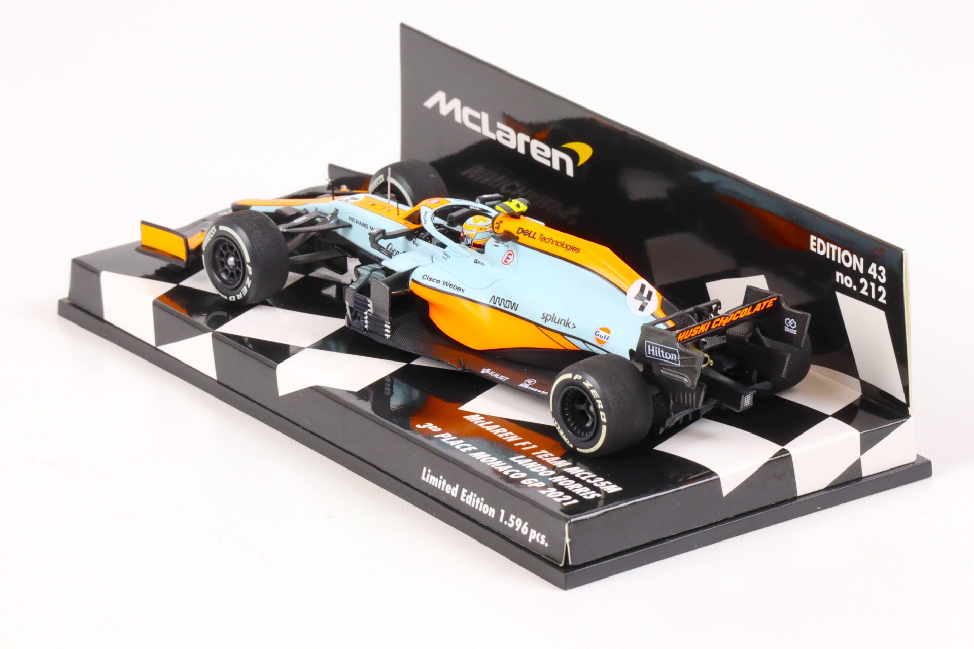 1:43 Minichamps McLAREN F1 Team MCL35M Lando Norris 3rd Place Monaco GP 2021