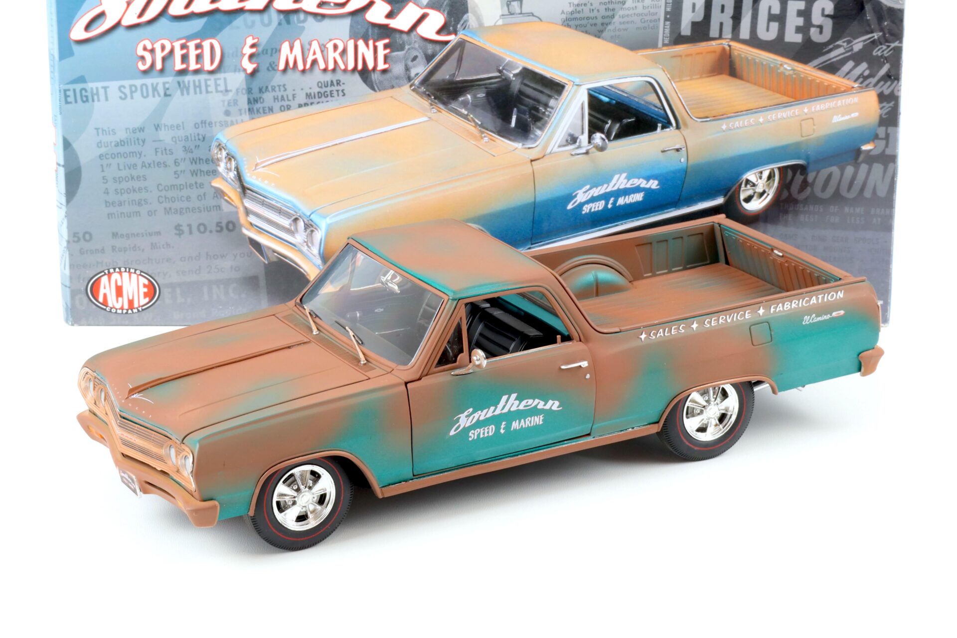 ID 69568 orig.jpg 1:18 ACME 1965 Chevrolet El Camino Southern Speed & Marine blue/ brown