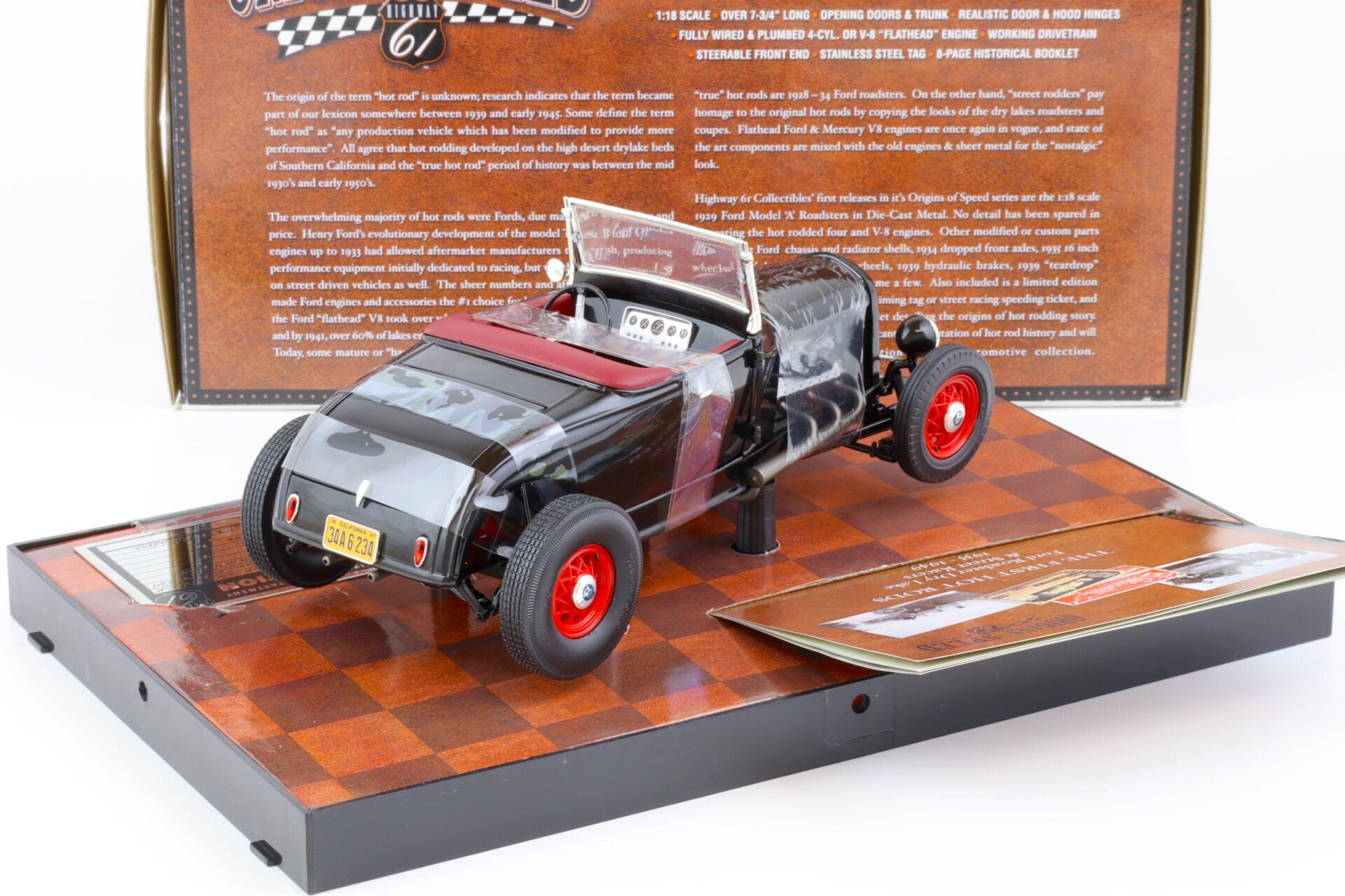 1:18 Highway61 Ford Model A Roadster Hot Rod Origins of Speed black 50161
