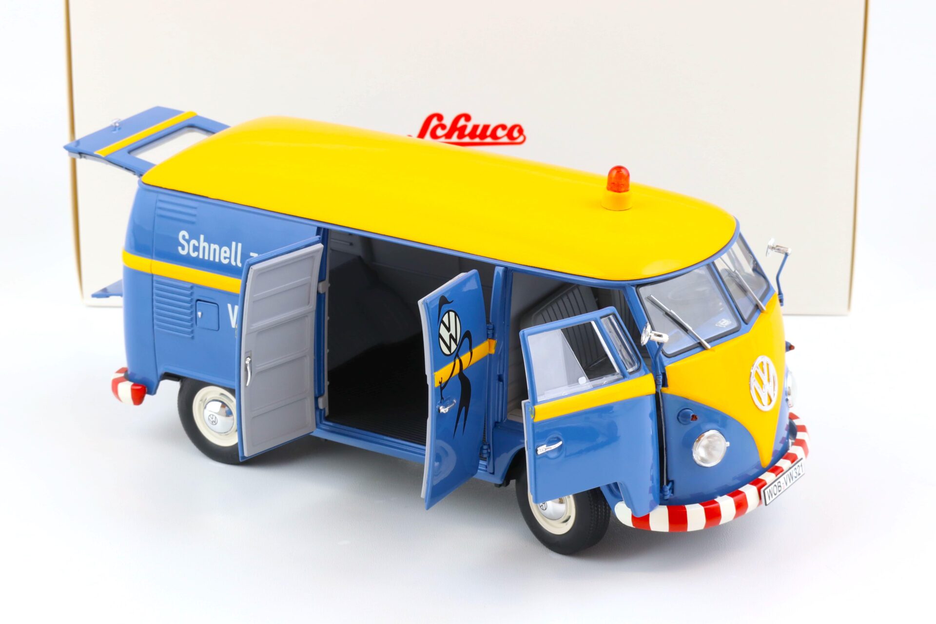 1:18 Schuco VW T1b Kasten VW-Kundendienst VW Service blue/ yellow Die-Cast