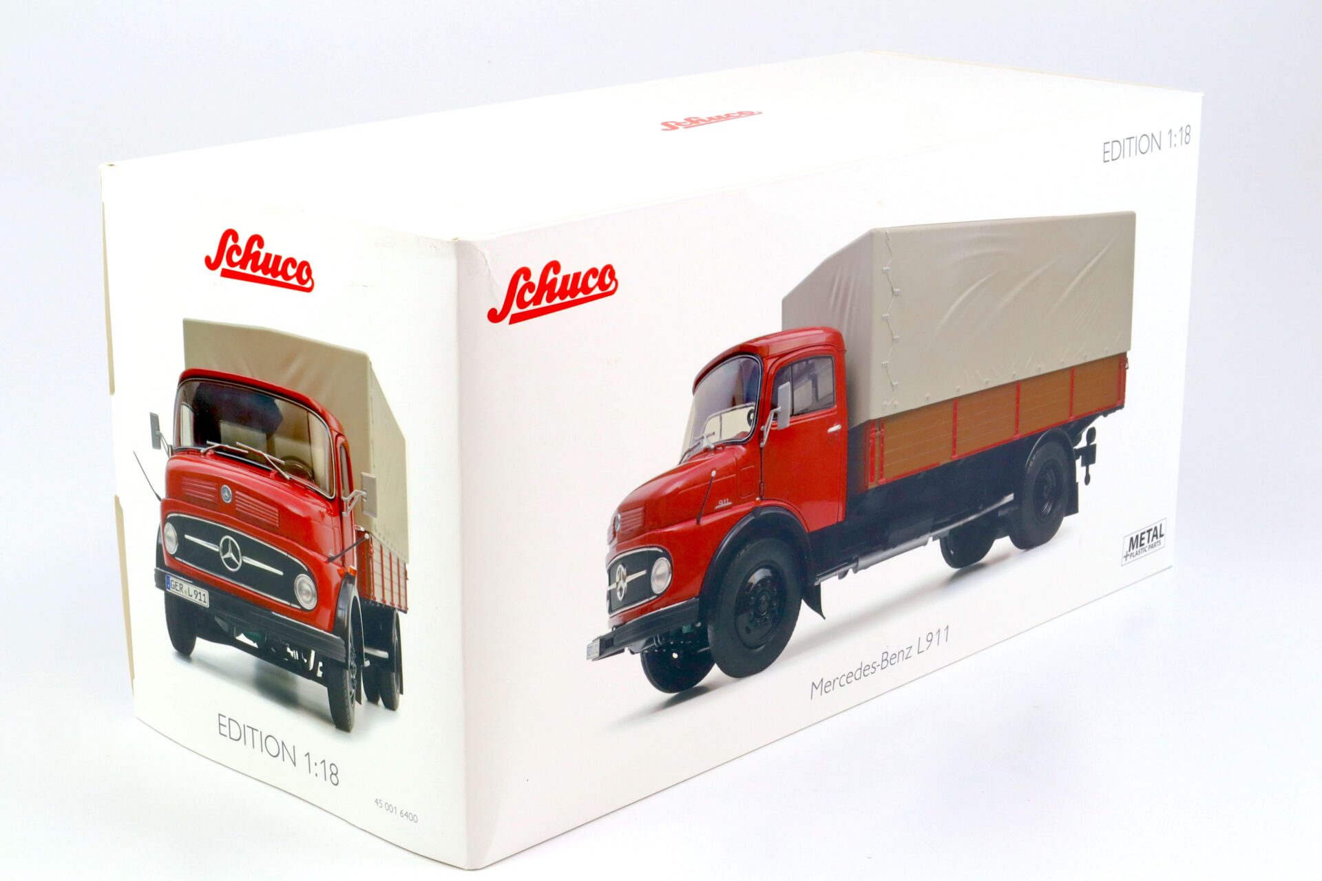 1:18 Schuco Mercedes L911 Pritsche + Plane LKW rubin red Die-Cast