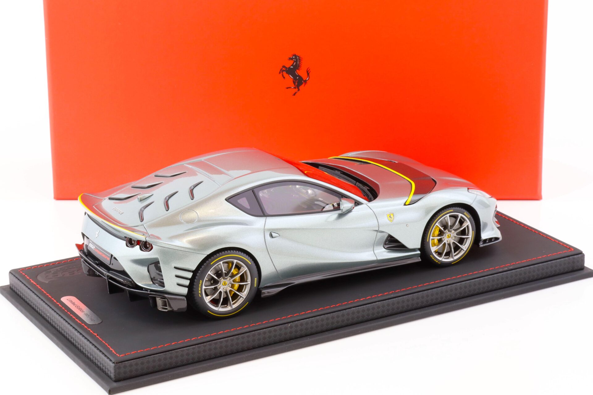 1:18 BBR Ferrari 812 Competizione 2021 Grigio Coburn/ yellow horiz. stripe - Limited 140 pcs.