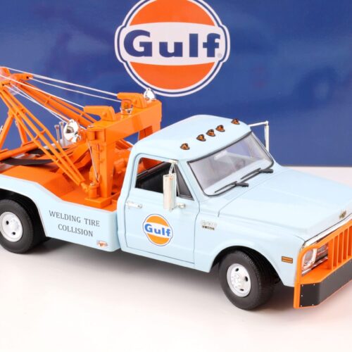 1:18 Greenlight 1969 Chevrolet C-30 Dually Wrecker Abschlepper GULF Oil blue