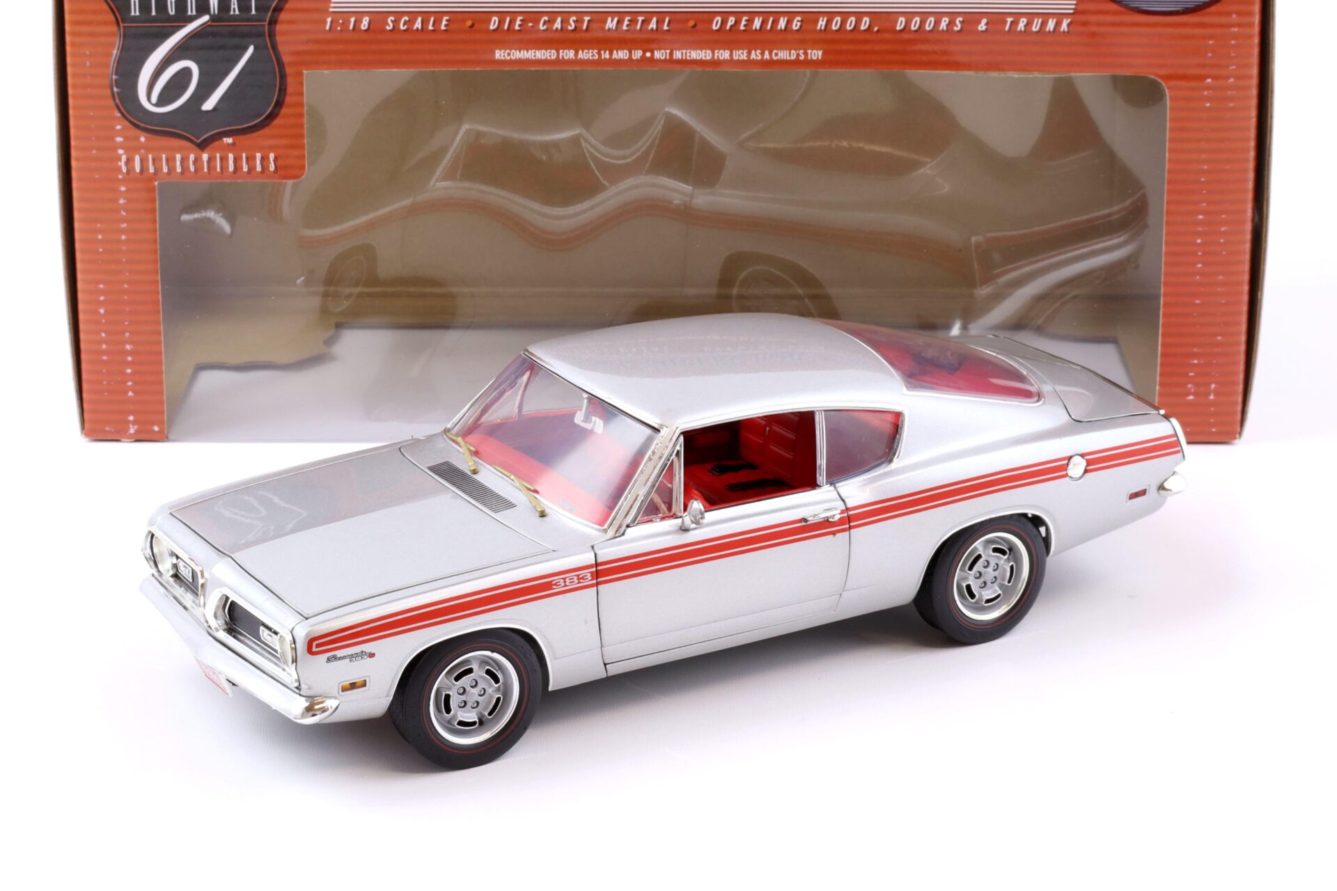 ID 72185 orig.jpg 1:18 Highway61 1969 Plymouth Barracuda Formula S 383 silver metallic 50731