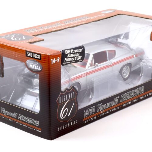 1:18 Highway61 1969 Plymouth Barracuda Formula S 383 silver metallic 50731