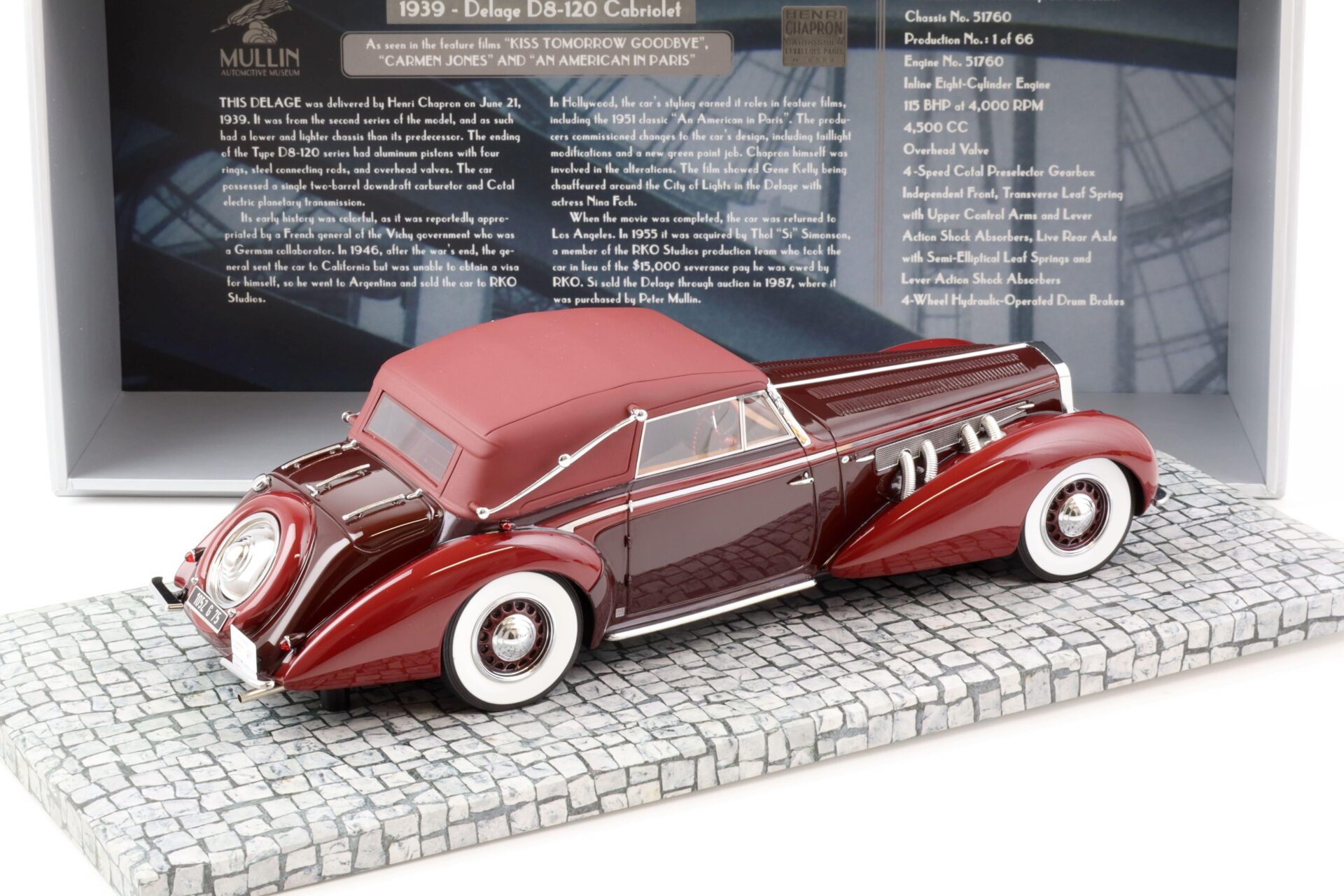 1:18 Minichamps 1939 Delage D8-120 Cabriolet red Mullin Museum Collection