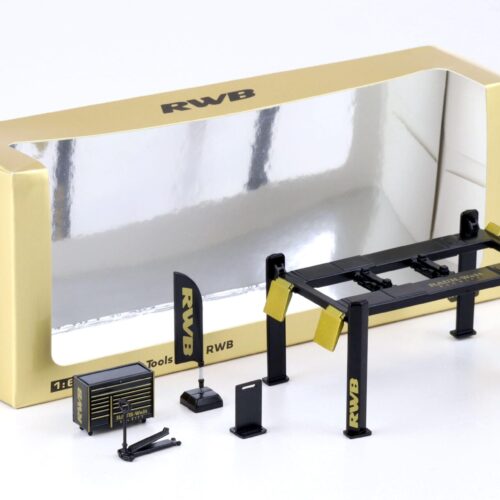 1:64 Tarmac Works Garage Tools Set Hebebühne Werkstatt RWB gold/black