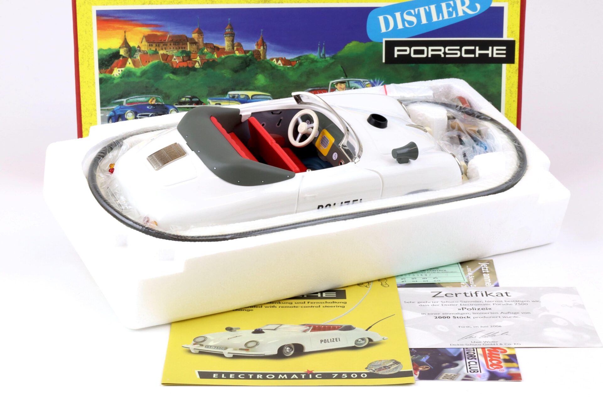 Schuco Distler Porsche 356 POLIZEI Electromatic 7500 REPLIKA white 00213