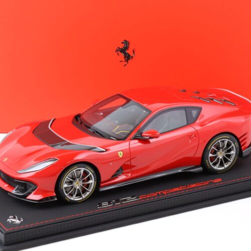 1:18 BBR Ferrari 812 Competizione 2021 Rosso Corsa 322 - Argento horiz. stripe with display