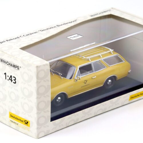 1:43 Minichamps Opel Rekord C Caravan Deutsche Post yellow - Image 3