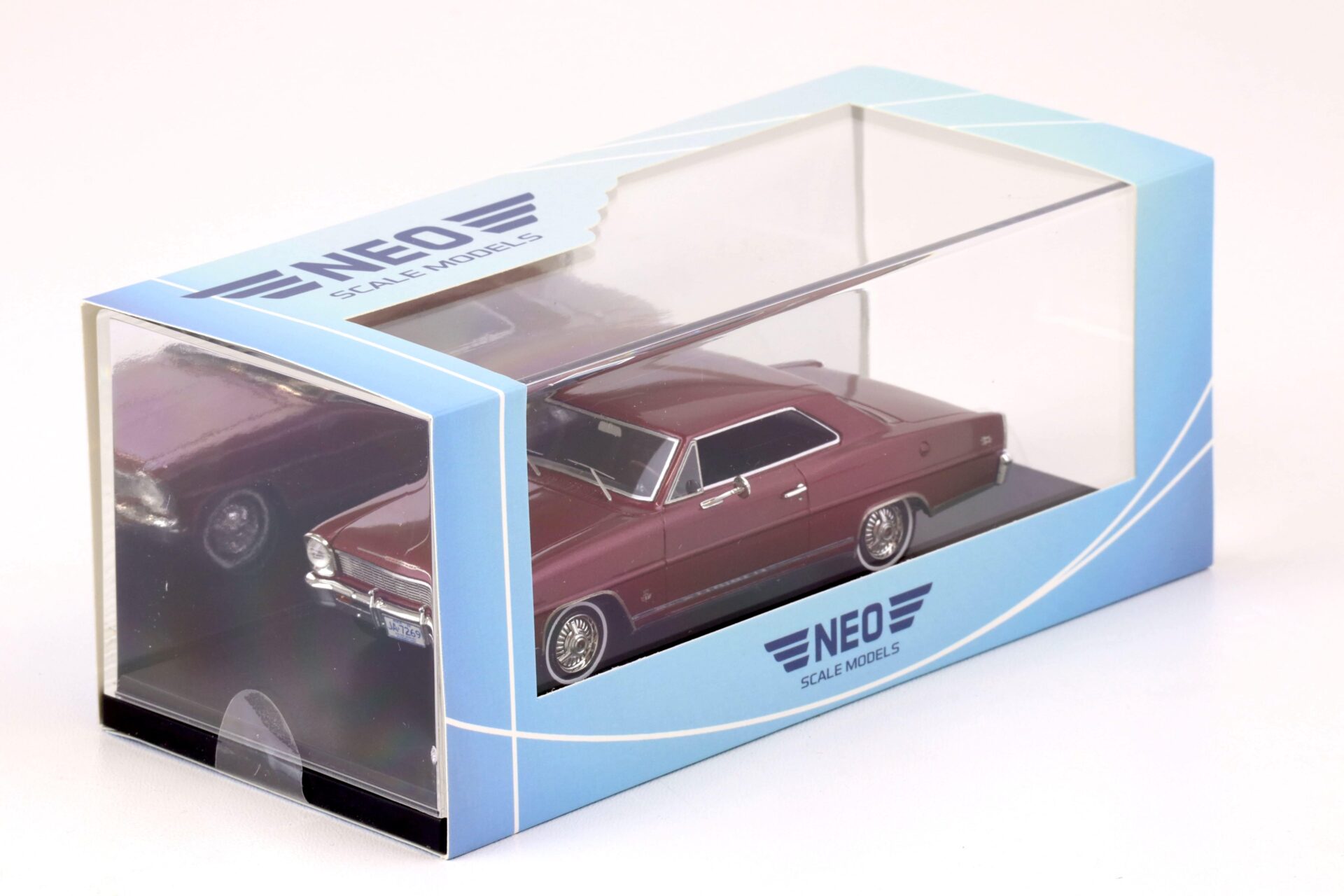 1:43 NEO 1966 Chevrolet Nova SS Hardtop metallic dark red