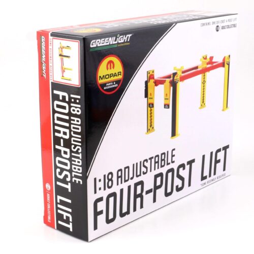 1:18 Greenlight MOPAR Adjustable FOUR-POST Lift Hebebühne Zubehör yellow/black