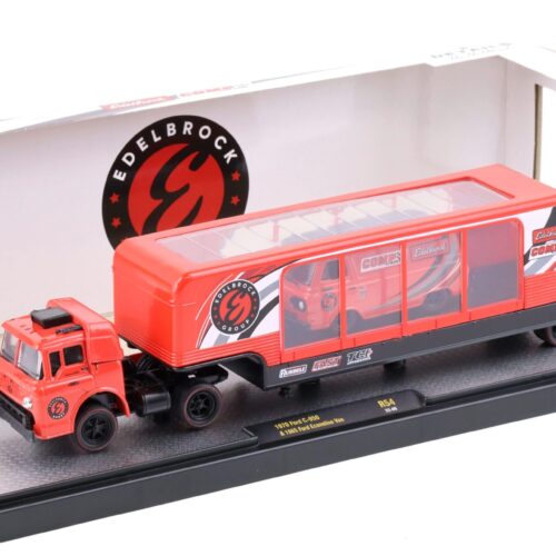 1:64 M2 Machines 1970 Ford C-950 car hauler & 1965 Ford Ecoline Van EDELBROCK