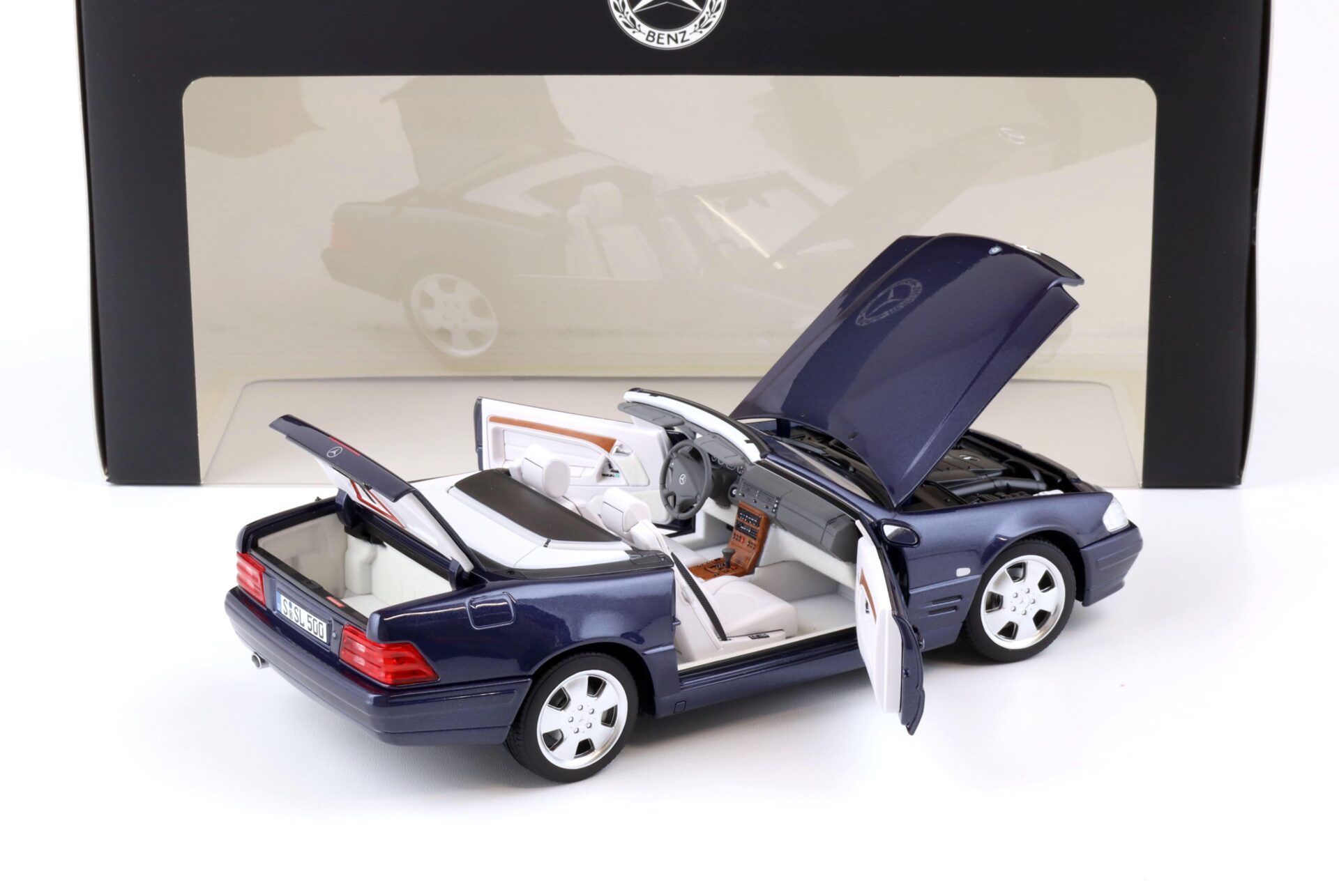 1:18 Norev Mercedes SL 500 R129 Convertible Facelift azure blue DEALER VERSION