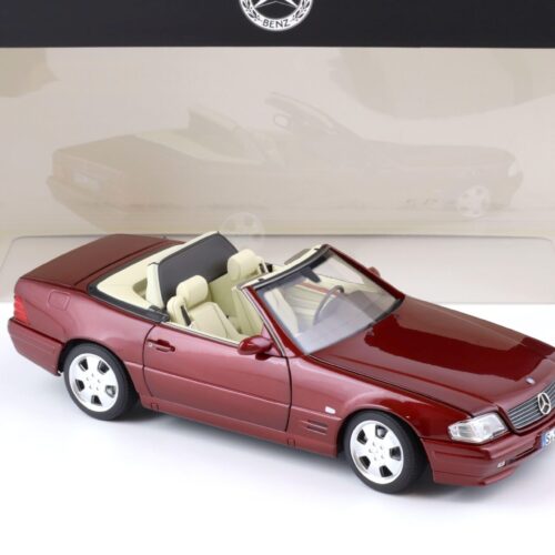 1:18 Norev Mercedes SL 500 R129 Convertible Facelift amber red DEALER VERSION - Image 2
